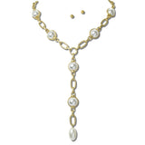 113714, WATER RESISTANT ELEGANT BAROQUE PEARL STATION Y NECKLACE