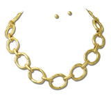 113715, 24K GOLD TONE WATER RESISTANT BRUSHED OVAL LINK TOGGLE NECKLACE