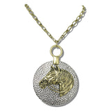 113720, WESTERN HORSE HEAD MEDALLION PENDANT NECKLACE