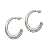 113727, HAMMERED TEXTURED TAPERED C-HOOP EARRINGS