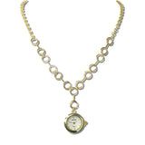 113728, VINTAGE INSPIRED CIRCULAR LINK WATCH PENDANT NECKLACE