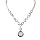 113728, VINTAGE INSPIRED CIRCULAR LINK WATCH PENDANT NECKLACE