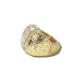 113730, BAGUETTE CRYSTAL ACCENT HAMMERED DOME STRETCH RING