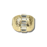 113730, BAGUETTE CRYSTAL ACCENT HAMMERED DOME STRETCH RING