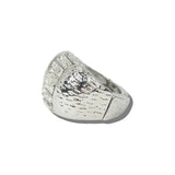 113730, BAGUETTE CRYSTAL ACCENT HAMMERED DOME STRETCH RING