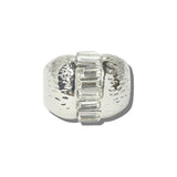 113730, BAGUETTE CRYSTAL ACCENT HAMMERED DOME STRETCH RING