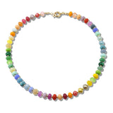 113731, MIXED GEMSTONE BEADED RONDELLE STRAND NECKLACE