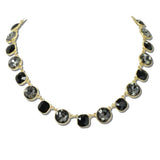 113733, FACETED CRYSTAL AND CUSHION STONE NECKLACE