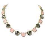 113733, FACETED CRYSTAL AND CUSHION STONE NECKLACE