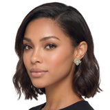 113740, 14K GOLD PLATED PAVE CZ QUATREFOIL STUD EARRINGS