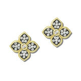 113740, 14K GOLD PLATED PAVE CZ QUATREFOIL STUD EARRINGS