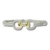 113745, 14K GOLD PLATED PAVE CZ HERITAGE LINK BANGLE BRACELET