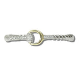 113746, 14K GOLD PLATED TWO TONE PAVE CZ HERITAGE LINK BANGLE BRACELET