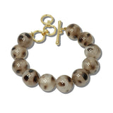 113754, CHUNKY SPOTTED SPHERE BEADED TOGGLE BRACELET
