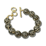 113754, CHUNKY SPOTTED SPHERE BEADED TOGGLE BRACELET