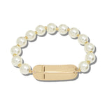 113755, HORIZONTAL CROSS BAR PEARL STRETCH BRACELET