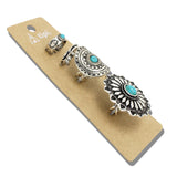 113758, WESTERN CONCHO AND TURQUOISE 4 PIECE RING SET