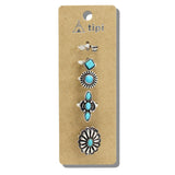 113759, WESTERN FLORAL CONCHO AND TURQUOISE 5 PIECE STATEMENT RING SET