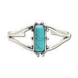 113763, WESTERN RECTAUNGULAR TURQUOISE OPEN CUFF BRACELET