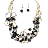 113765, INTERTWINED METALLIC RING AND BEAD STATEMENT NECKLACE