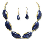 113766, MARBLED OVAL CABOCHON STATEMENT NECKLACE