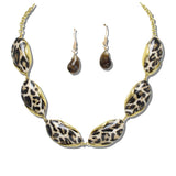 113766, MARBLED OVAL CABOCHON STATEMENT NECKLACE