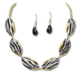 113766, MARBLED OVAL CABOCHON STATEMENT NECKLACE
