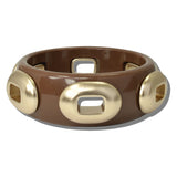 113770, CHUNKY SCULPTED RESIN WITH METALLIC HARDWARE BANGLE BRACELET