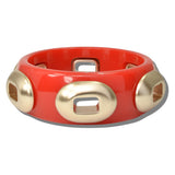 113770, CHUNKY SCULPTED RESIN WITH METALLIC HARDWARE BANGLE BRACELET