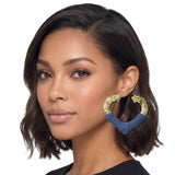 113773, DENIM WRAPPED HEART HOOP EARRINGS