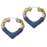 113773, DENIM WRAPPED HEART HOOP EARRINGS