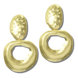 113775, HAMMERED DUAL TIER OVERSIZED DROP EARRINGS