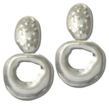 113775, HAMMERED DUAL TIER OVERSIZED DROP EARRINGS