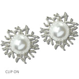 113776, ORGANIC CORAL SCULPTED PEARL CLIP ON EARRINGS