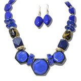 113778, MULTI SHAPE FACETED BEAD STATEMENT NECKLACE