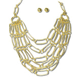 113779, MULTI STRAND ELONGATED LINK BIB NECKLACE