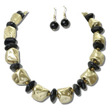 113780, SCULPTED HAMMERED METALLIC NUGGET AND RESIN NECKLACE