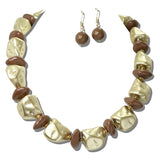113780, SCULPTED HAMMERED METALLIC NUGGET AND RESIN NECKLACE