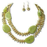 113783, LAYERED SCULPTED RESIN AND HAMMERED METALLIC STATEMENT NECKLACE