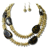 113783, LAYERED SCULPTED RESIN AND HAMMERED METALLIC STATEMENT NECKLACE