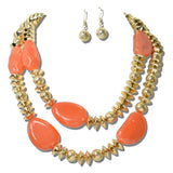 113783, LAYERED SCULPTED RESIN AND HAMMERED METALLIC STATEMENT NECKLACE
