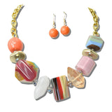 113784, ECLECTIC GEOMETRIC RESIN BEAD STATEMENT NECKLACE