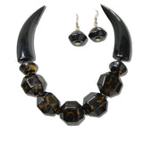 113785, CHUNKY TORTOISESHELL PATTERNED GEOMETRIC RESIN NECKLACE