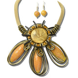 113789, ARTISAN WIRE WRAPPED SCULPTED RESIN AND MESH NECKLACE