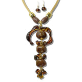 113790, SCULPTED ORGANIC RESIN PENDANT AND MESH CHAIN NECKLACE