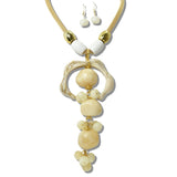 113790, SCULPTED ORGANIC RESIN PENDANT AND MESH CHAIN NECKLACE
