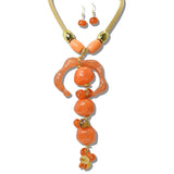 113790, SCULPTED ORGANIC RESIN PENDANT AND MESH CHAIN NECKLACE