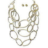 113794, CASCADING OPENWORK OVAL LINK BIB NECKLACE