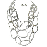 113794, CASCADING OPENWORK OVAL LINK BIB NECKLACE