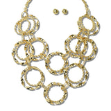 113795, INTERLOCKING TWISTED CIRCLE BIB NECKLACE